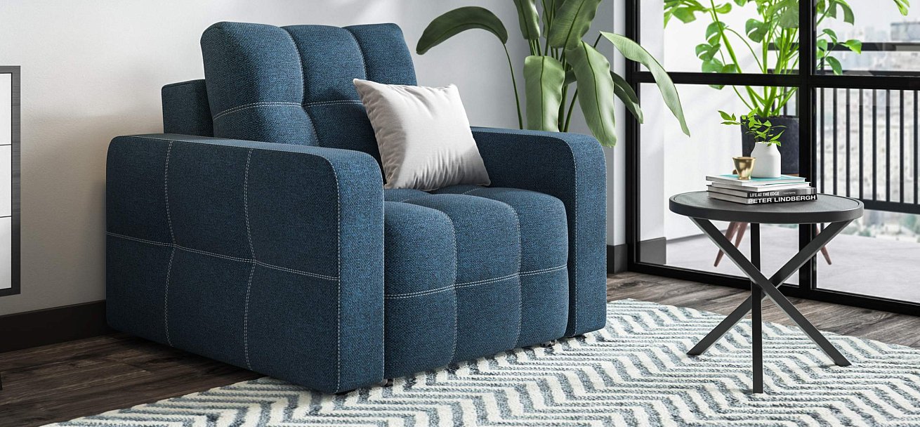 Денди кресло-кроватьРогожка Мальмо синий