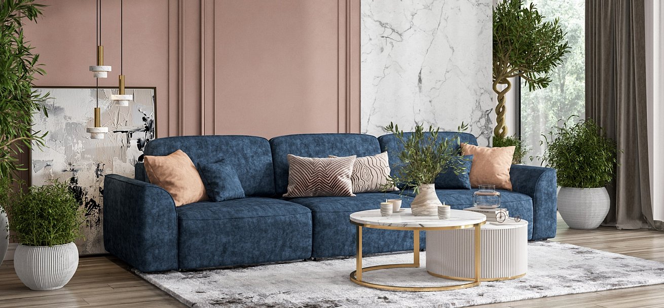 Диван Кинг Модуль Макс велюр Роял синий