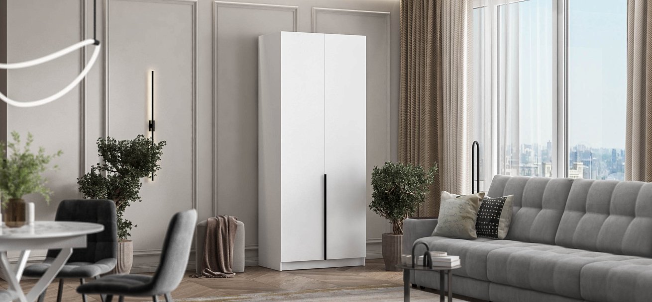 Босс Стандарт 90*220 шкаф распашной 2Д + ящики 01 Белый