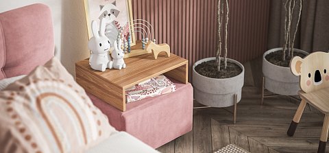 Тумба Босс велюр Монолит розовый, Орех селект 2