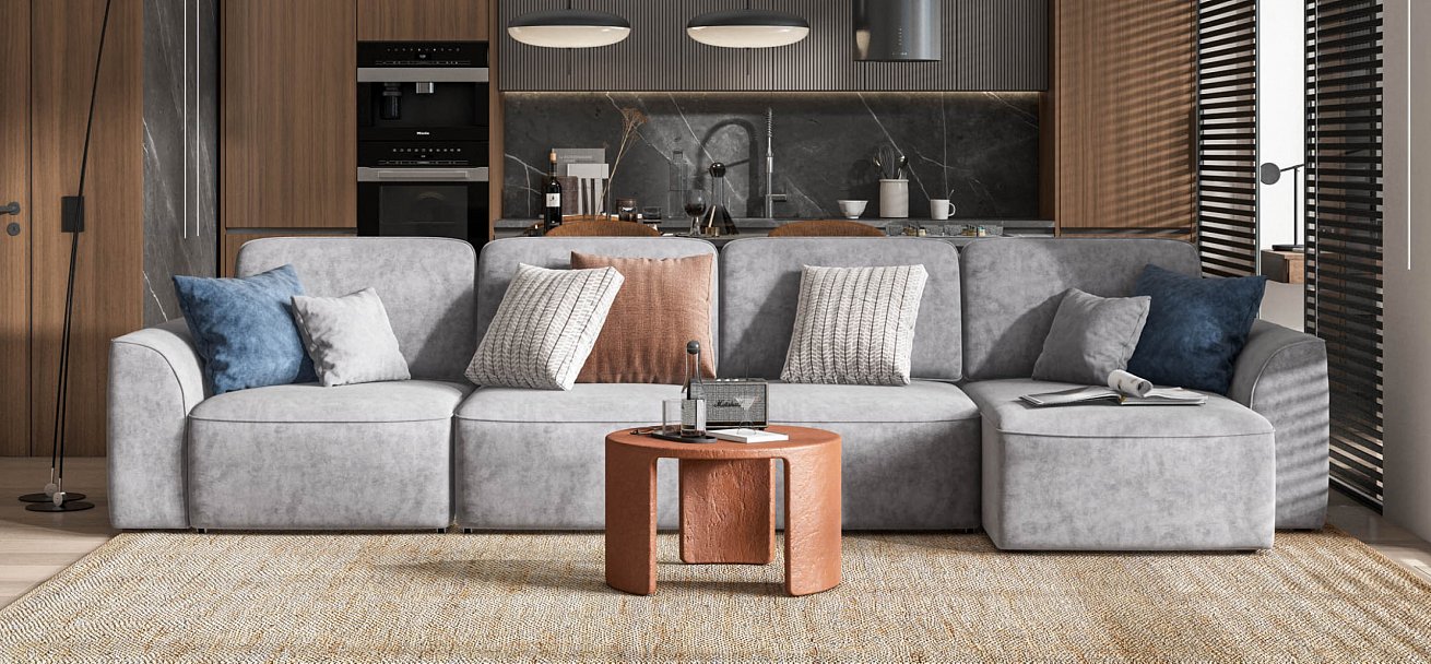 Угловой диван Кинг Модуль Макс велюр Роял агат