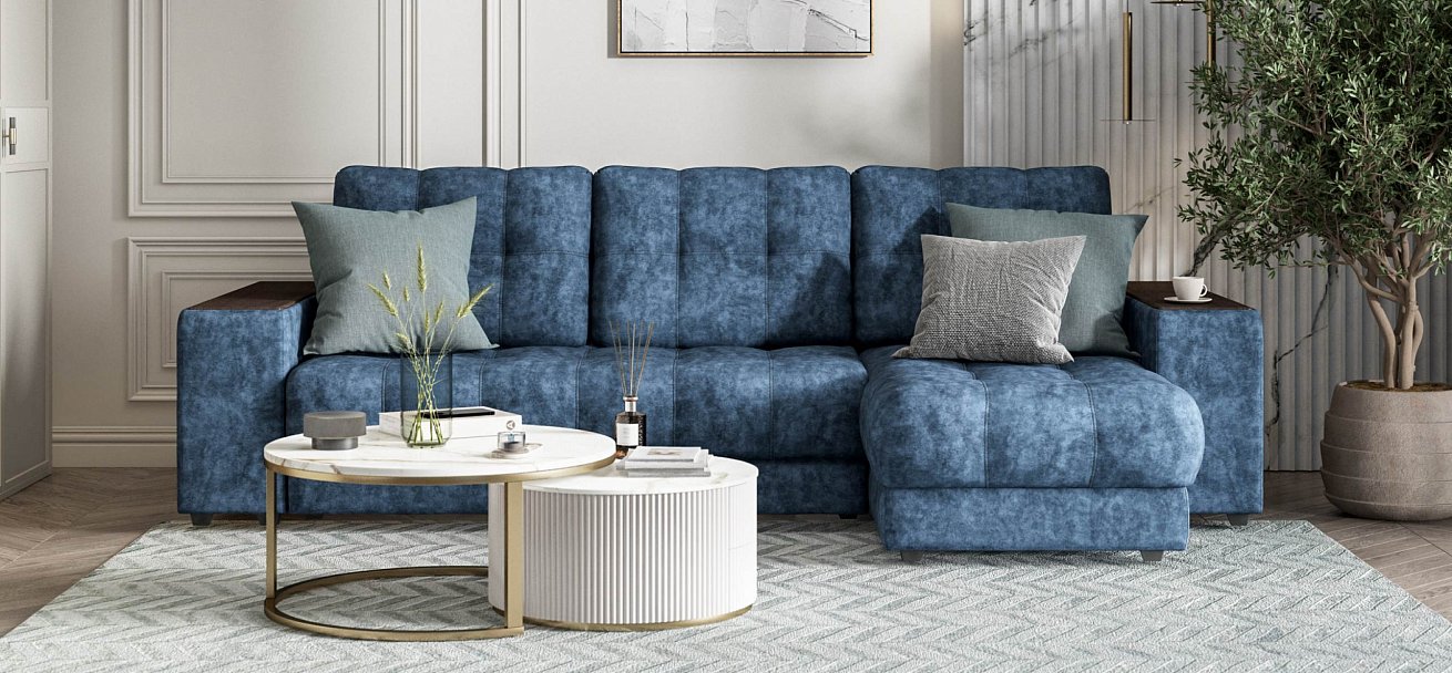 Угловой диван Босс ХЛ велюр Роял синий