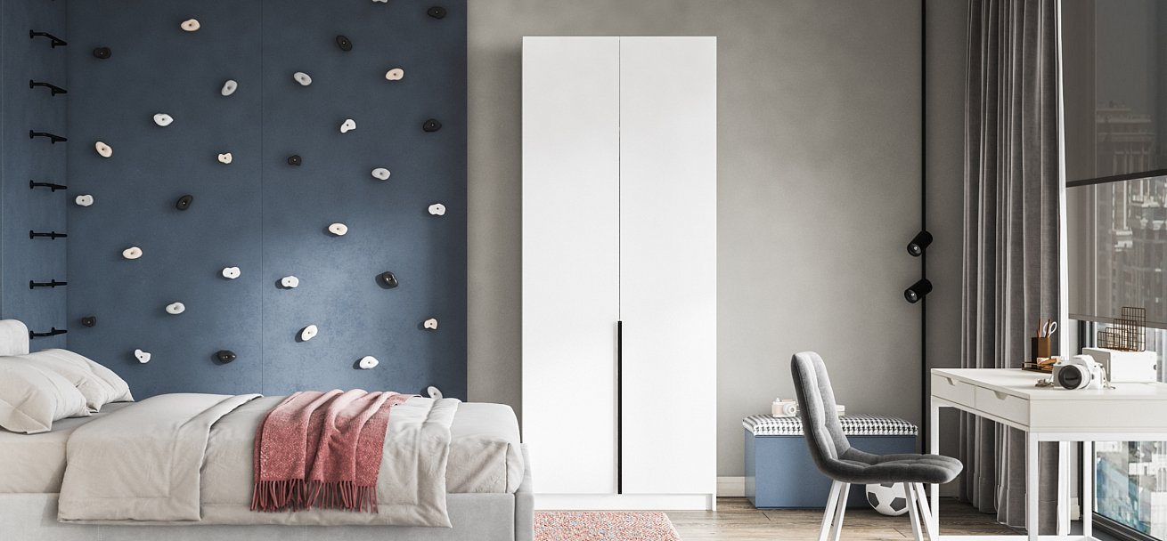 Рим 90 шкаф распашной 2Д+ящики 01 Белый