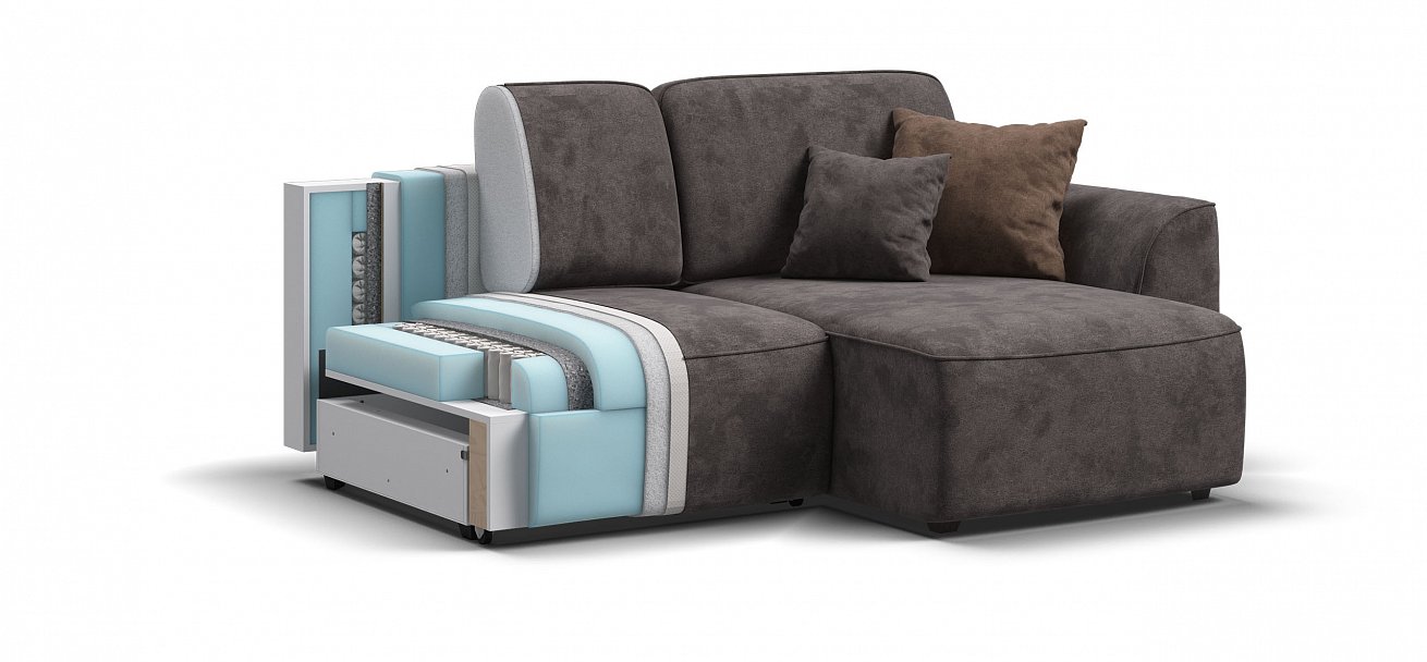 Угловой диван Кинг Модуль велюр Алькантара серый