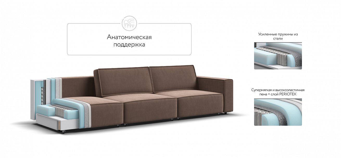 Диван Босс Софт Модуль Макс велюр Монолит мокко