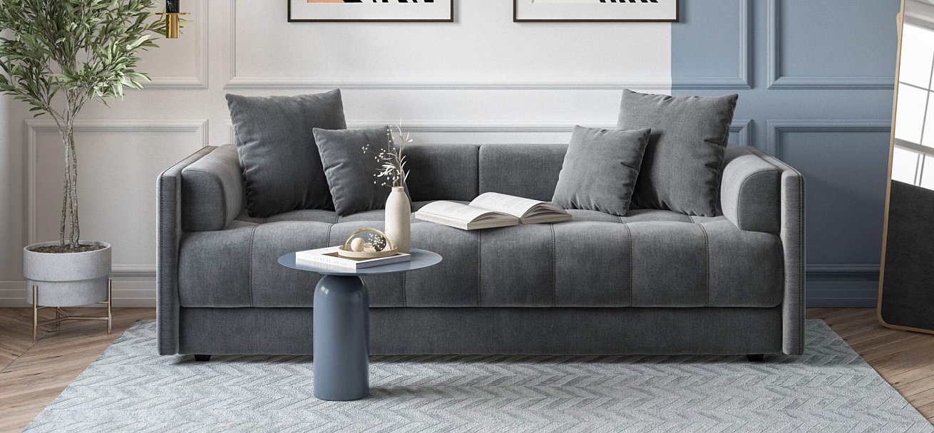 Тахта Босс велюр Монолит серый