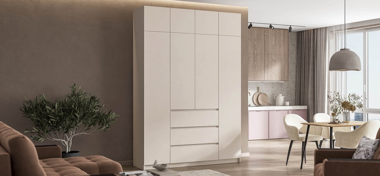 Идея 180 шкаф распашной 4Д+ящики Кашемир