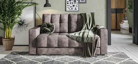 Диван Босс двухместный велюр Алькантара серый 2