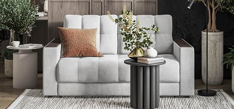 Диван Босс двухместный велюр Монолит сталь 2