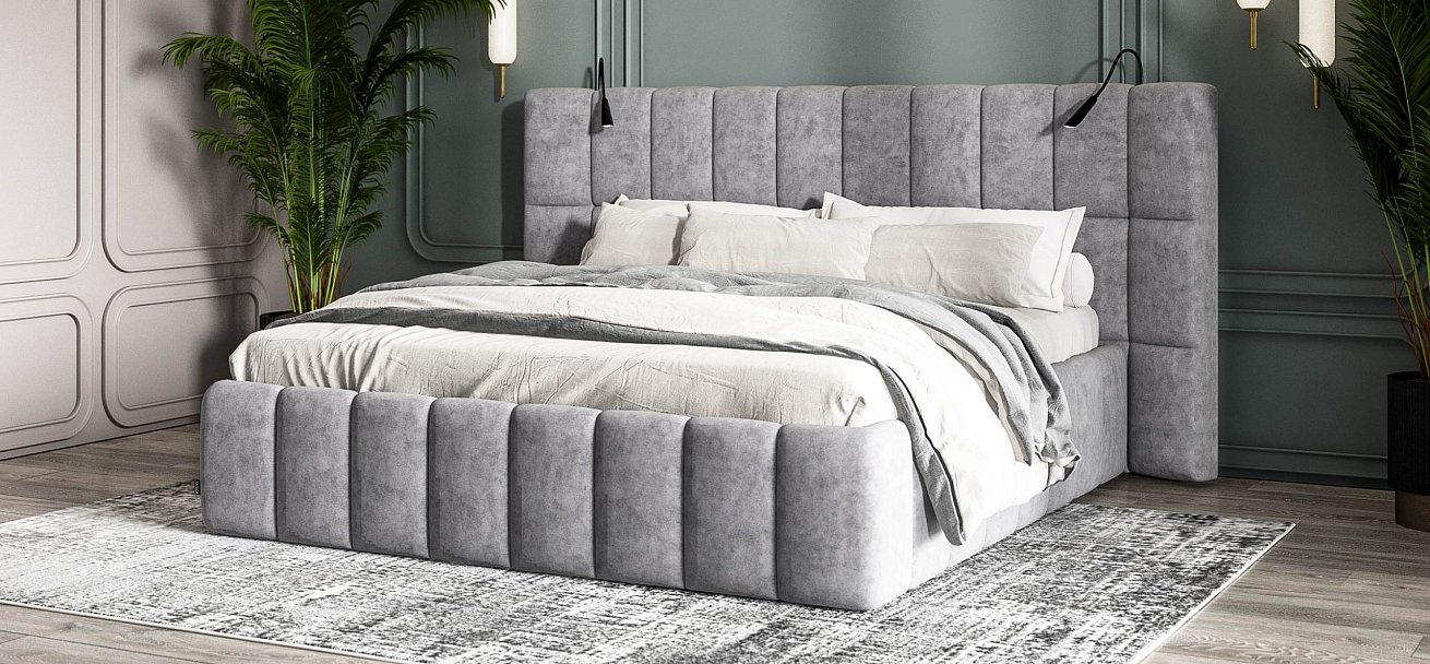 Босс ХО Кровать 180*200 велюр Роял агат