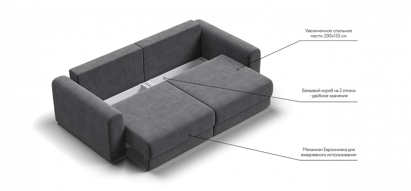 Модульный диван Ричмонд Модуль велюр Монолит серый