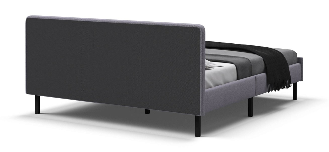 Уна Кровать 160*200Рогожка Мальмо платина, Чёрный