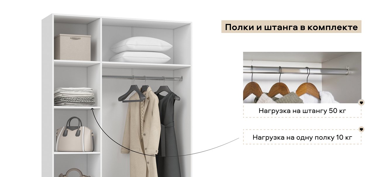 Босс Стандарт 135*220 шкаф распашной 3Д + ящики 01 Белый