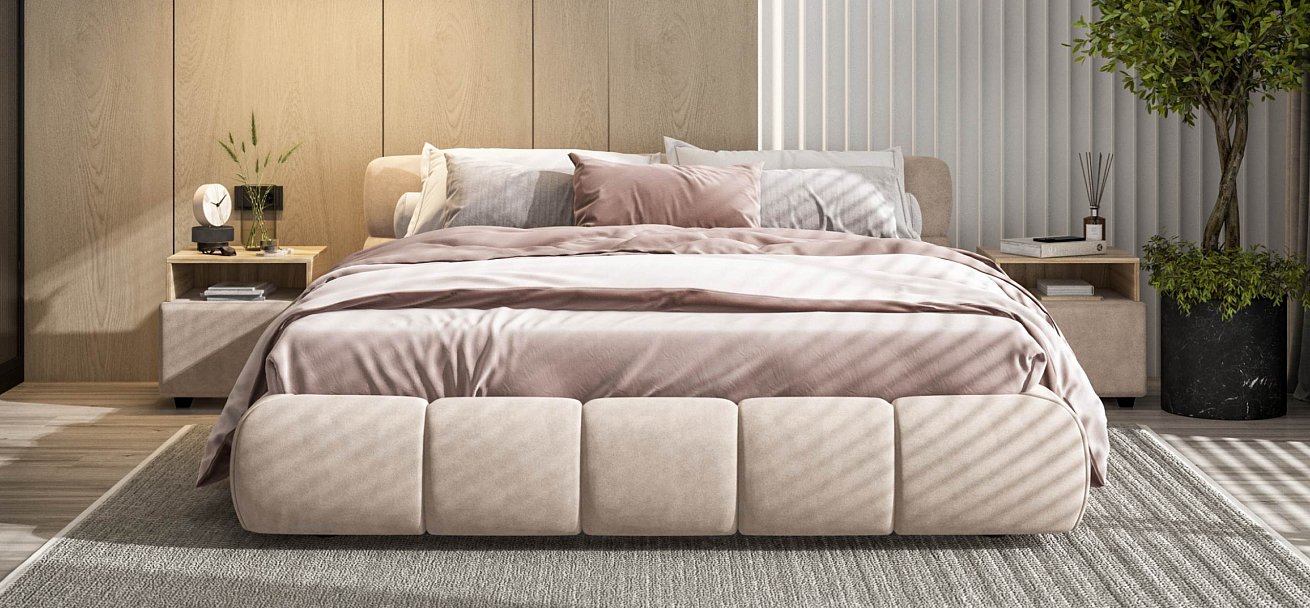 Босс Дрим Кровать+ПМ 160*200 велюр Монолит латте