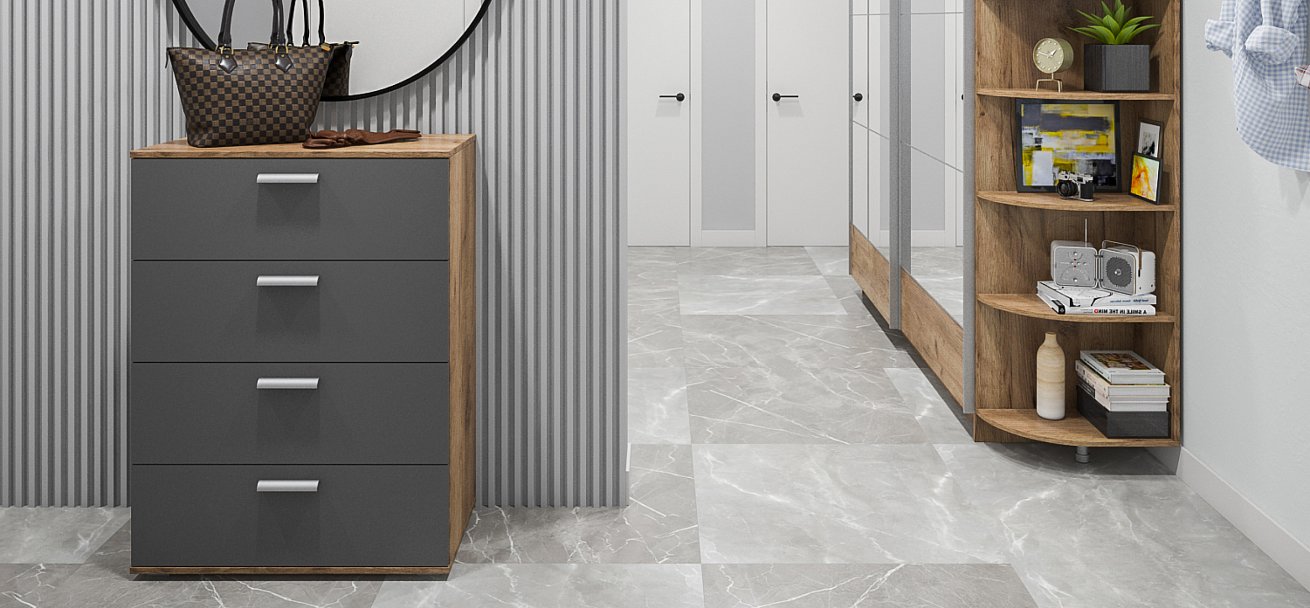 Комод Люкс Серый графит, Крафт табачный