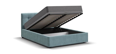 Белла Кровать + ПМ 140*200 велюр Монолит аква 2