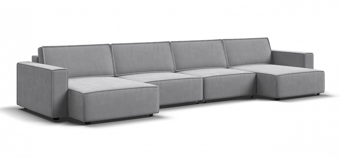 П-образный диван Босс Софт Модуль велюр Монолит сталь