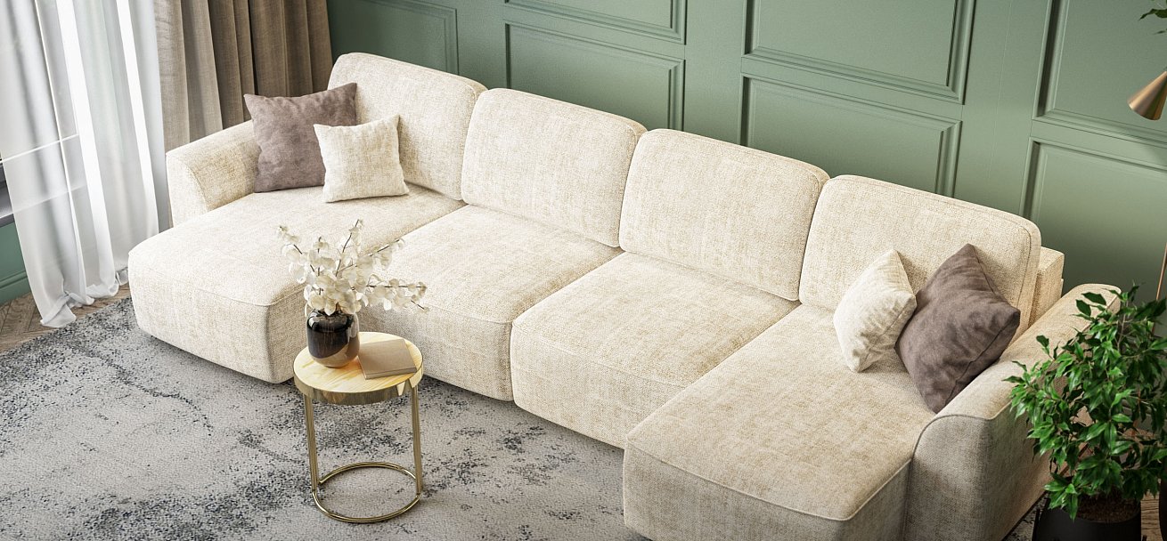 П-образный диван Кинг Модуль Шенилл Смарт кварц