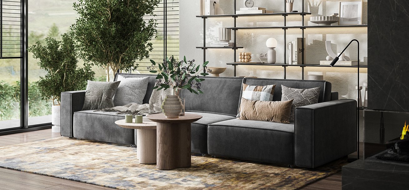 Диван Босс Софт Модуль Макс велюр Монолит серый