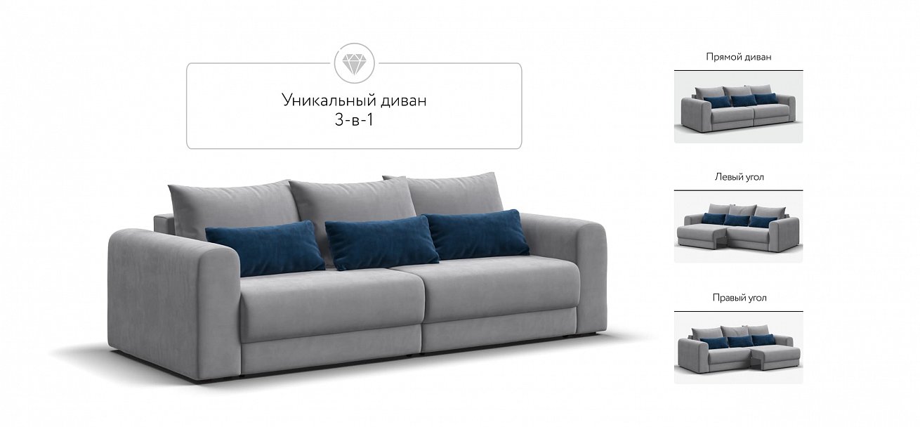 Модульный диван Ричмонд Модуль велюр Монолит сталь