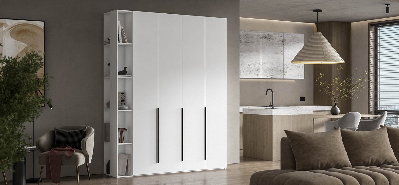 Босс Стандарт 160*236 шкаф распашной 4Д+ящики Белый