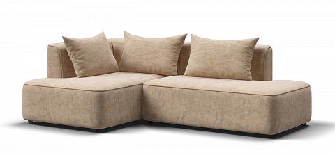 Угловой диван левый Кинг Твин велюр Роял шампань