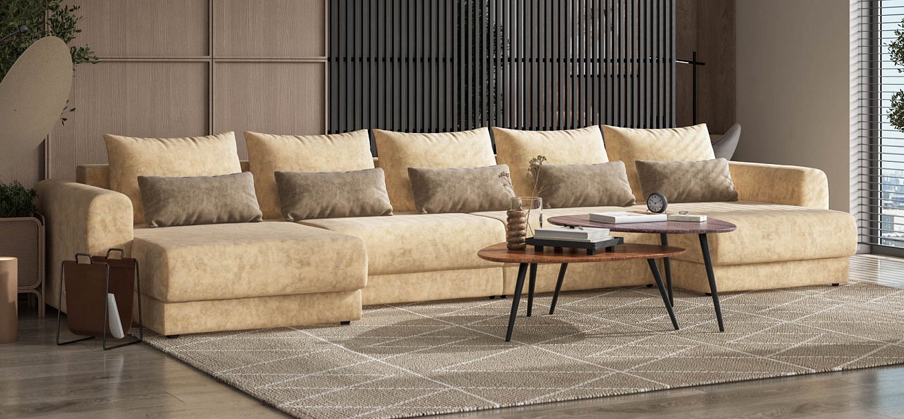 Модульный п-образный диван Ричмонд Модуль велюр Роял шампань