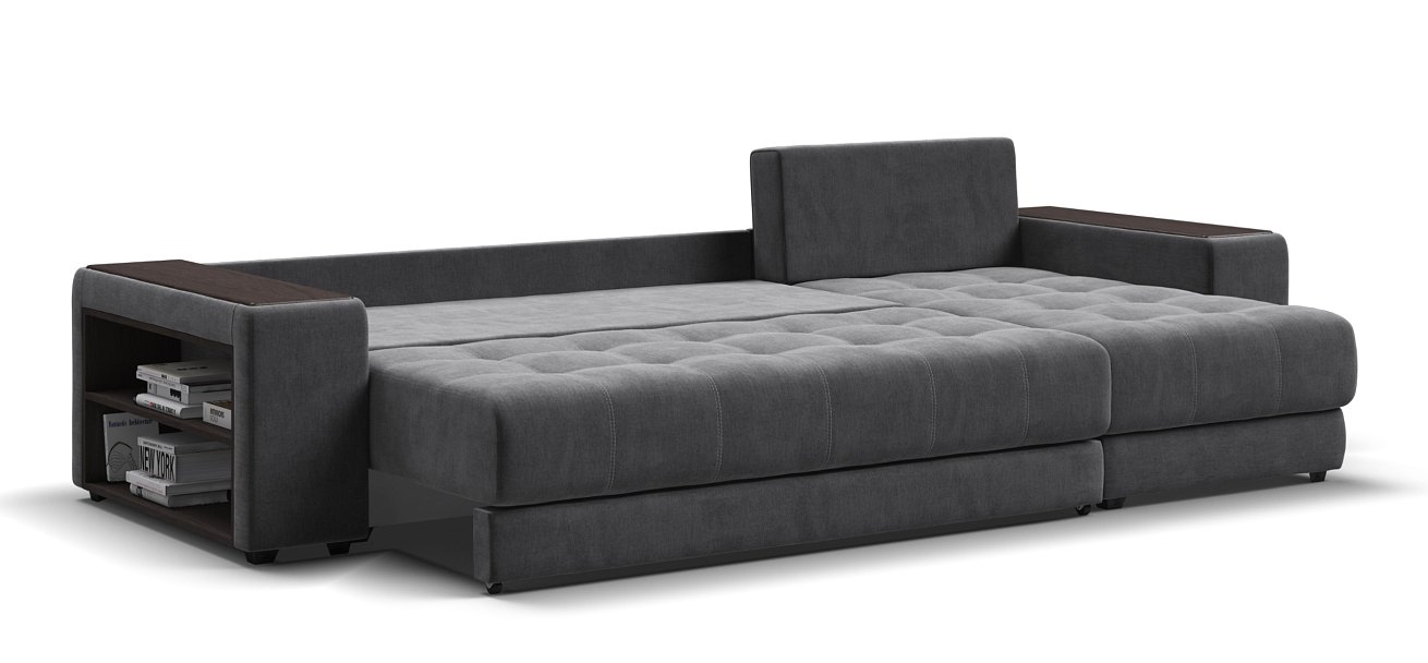 Угловой диван Дубай велюр Монолит серый, велюр Монолит синий