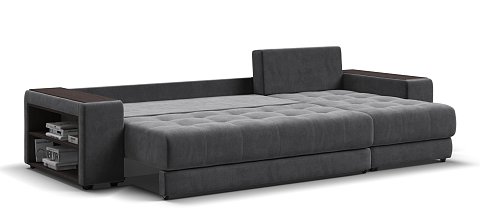 Угловой диван Дубай велюр Монолит серый, велюр Монолит синий 3