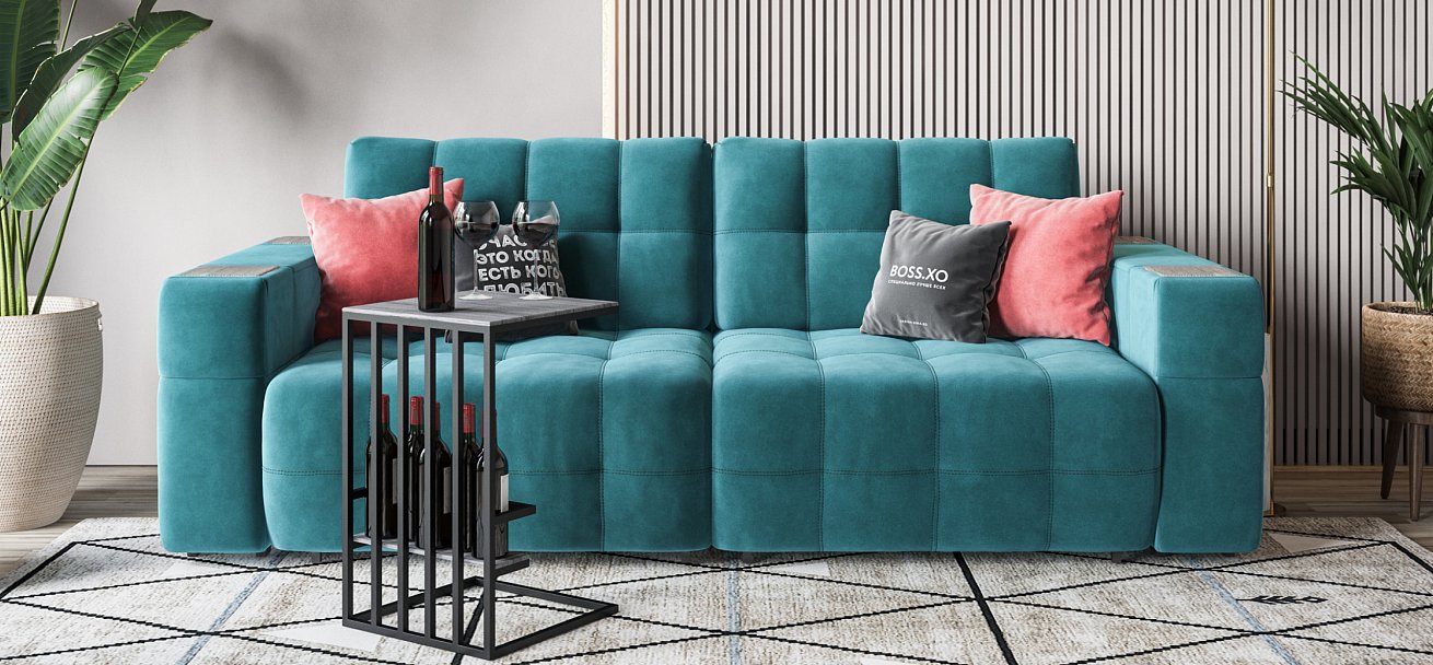 Диван Босс ХО велюр Монолит зеленый / Снежная Сонома