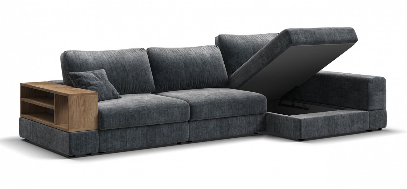 Угловой диван-кровать Босс Модуль ХЛ Шенилл Глосс карбон