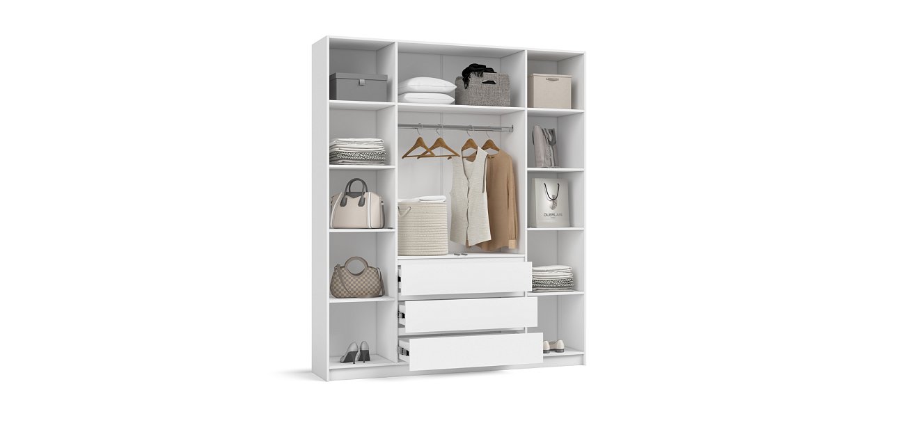 Идея 180 шкаф распашной 4Д+ящики Белый