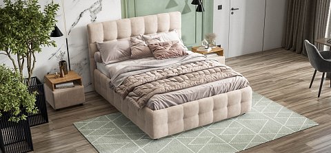 Босс Кровать+ПМ 160*200 велюр Монолит латте 2