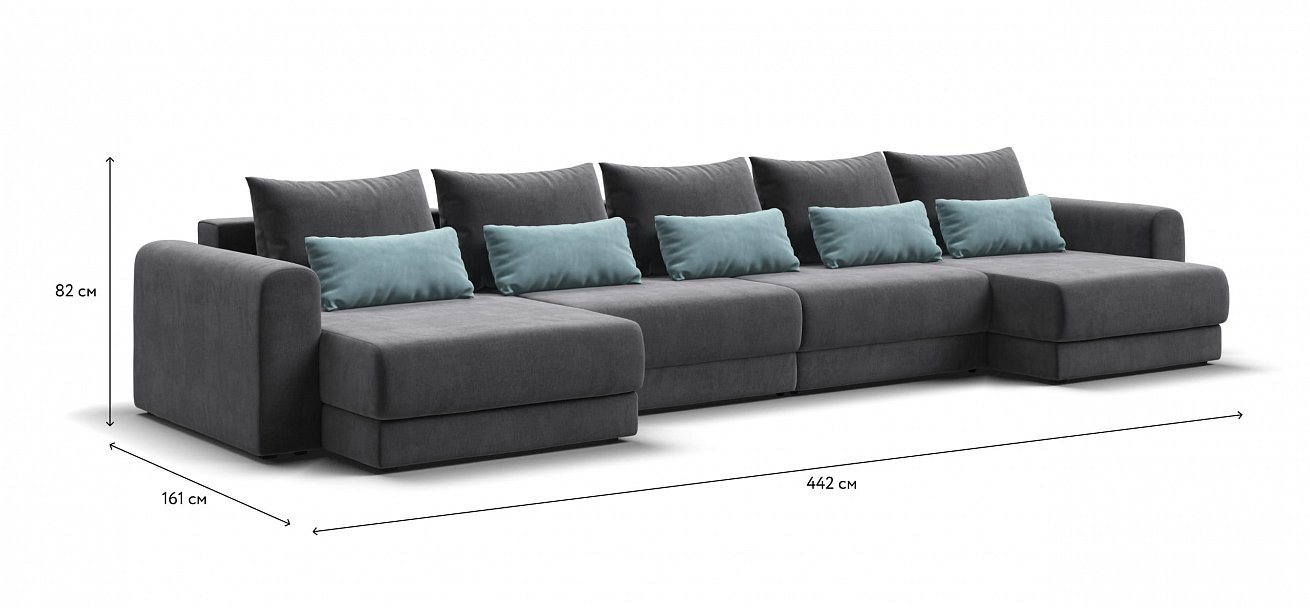 Модульный п-образный диван Ричмонд Модуль велюр Монолит серый