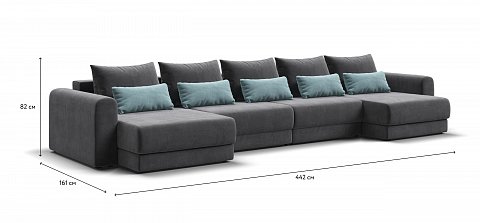 Модульный п-образный диван Ричмонд Модуль велюр Монолит серый 1