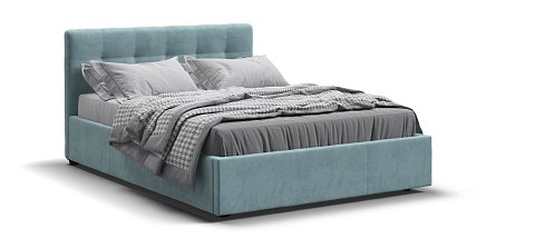Белла Кровать + ПМ 140*200 велюр Монолит аква 1