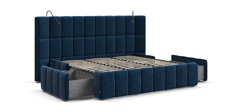 Босс ХО Кровать 180*200 велюр Монолит синий 3