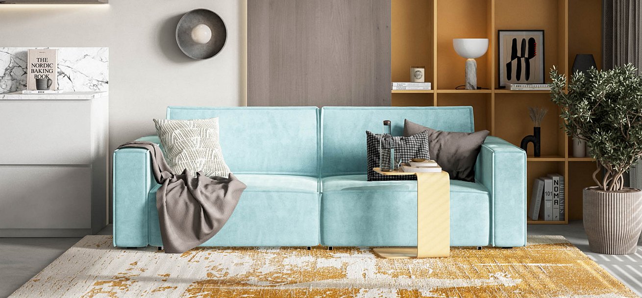 Диван Босс Софт Модуль велюр Монолит аква