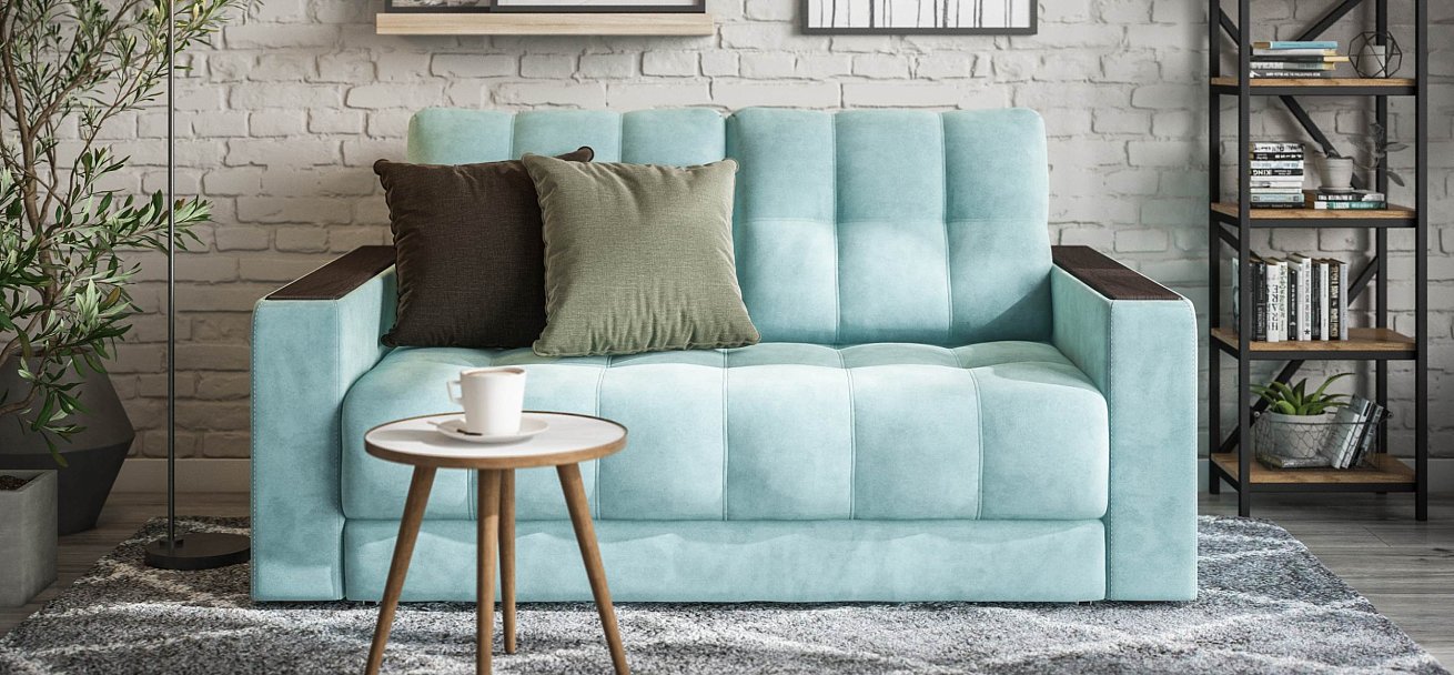 Диван Босс двухместный велюр Монолит аква