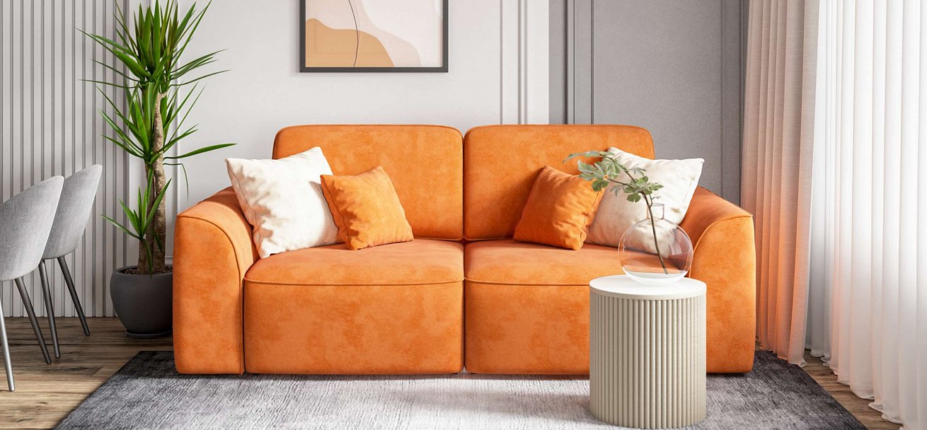 Диван Кинг Модуль велюр Алькантара оранж