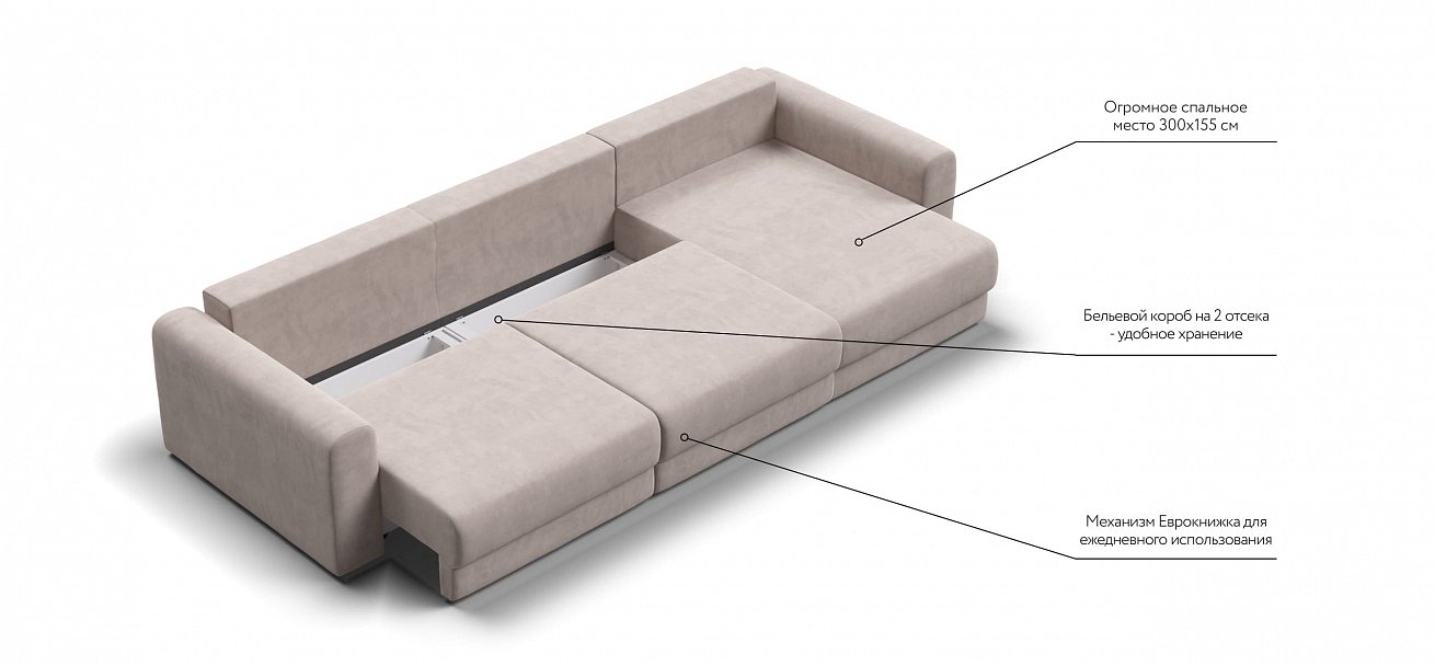 Модульный угловой диван Ричмонд Модуль Макс велюр Монолит латте