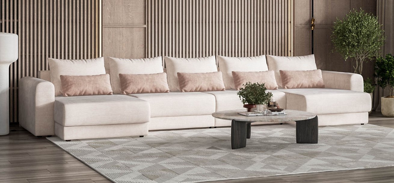 Модульный п-образный диван Ричмонд Модуль Вельвет Корд бежевый