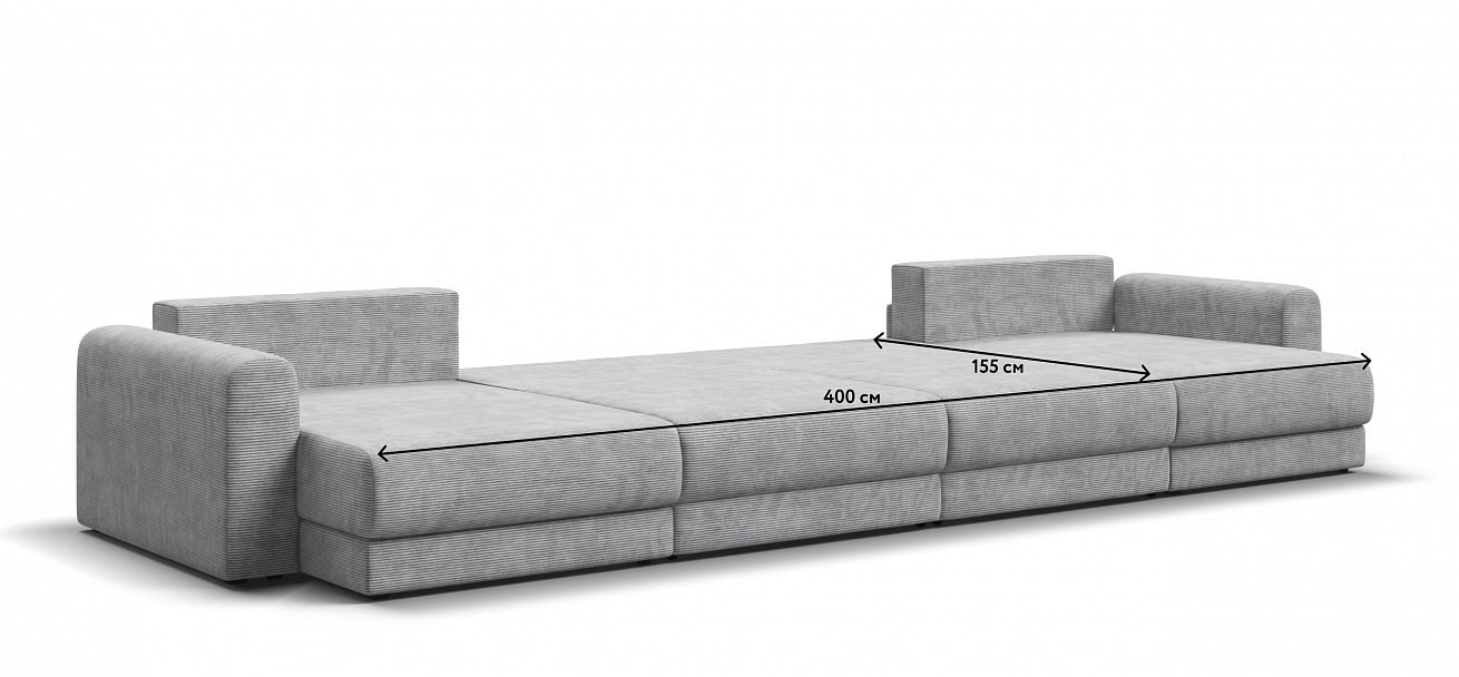 Модульный п-образный диван Ричмонд Модуль Вельвет Корд серый