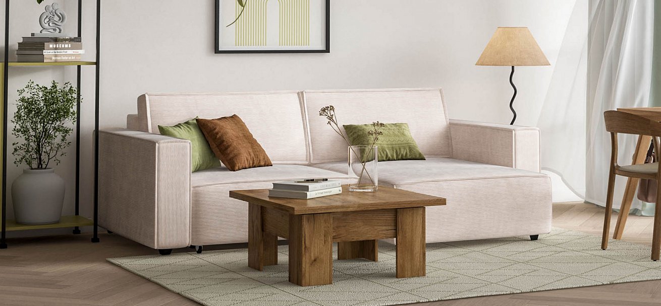 Угловой диван Босс Софт Модуль Вельвет Корд бежевый