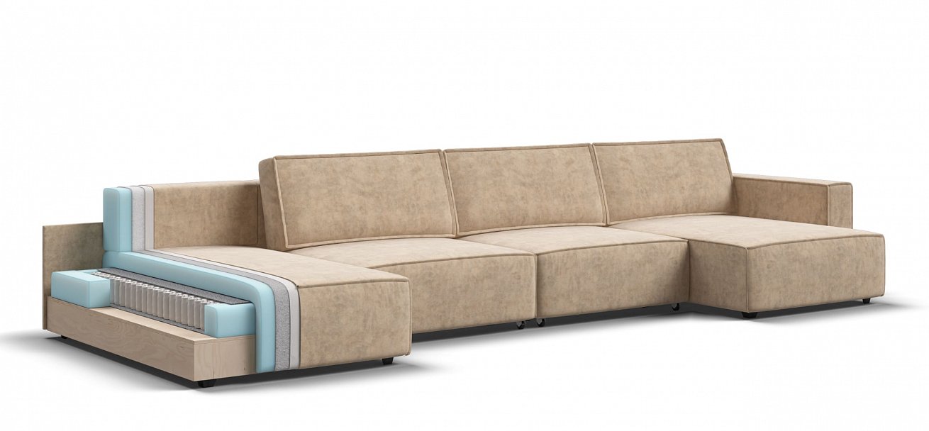 П-образный диван Босс Софт Модуль велюр Роял шампань