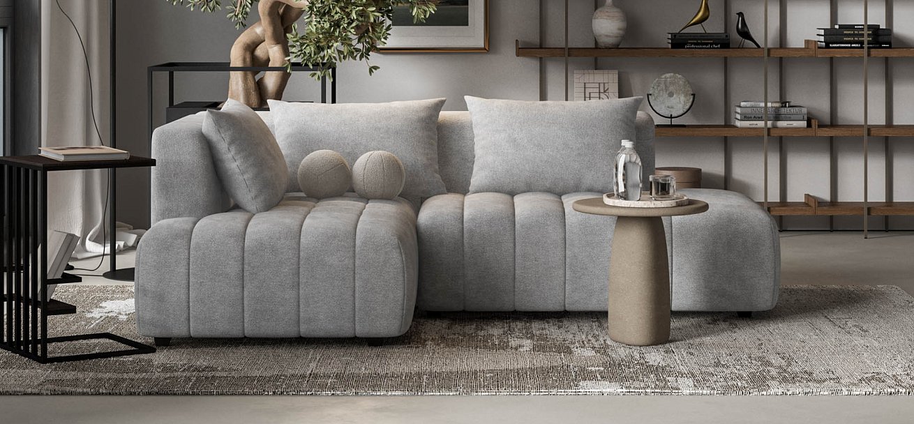 Угловой диван левый Босс Твин Шенилл Клауд серый