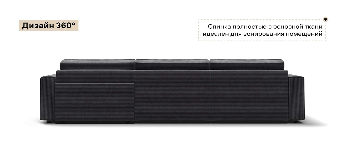 Угловой диван Босс Софт Модуль Макс Вельвет Корд графит