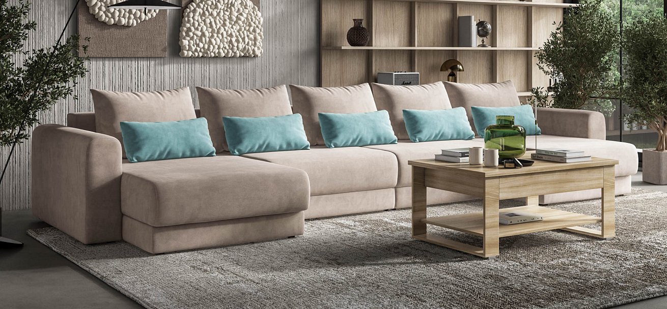 Модульный п-образный диван Ричмонд Модуль велюр Монолит латте