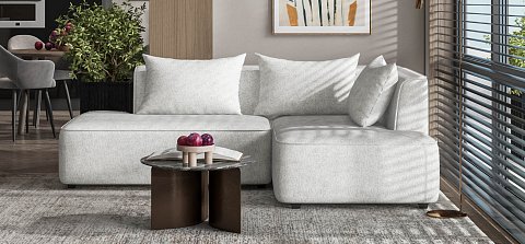 Угловой диван правый Кинг Твин Шенилл Клауд крем 2