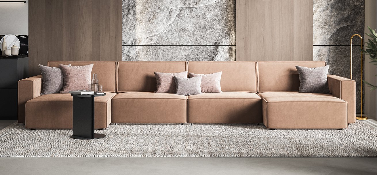 П-образный диван Босс Софт Модуль велюр Монолит мокко